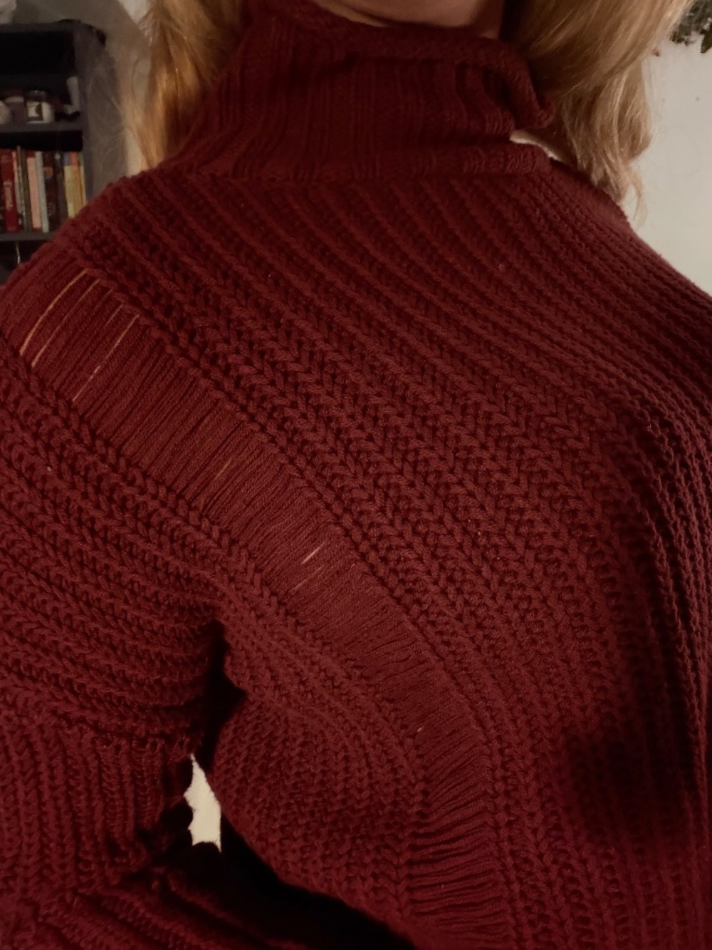 Express burgundy oversized mock neck sweater